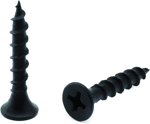 #6 x 1" Wood Screw 100PCS - Black Phosphate Coated Stainless Flat Truss Head Fast Self Tapping Drywall Screws by SG TZH