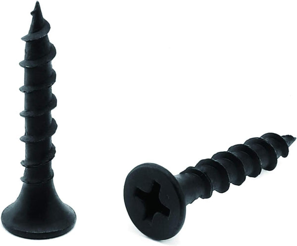 #6 x 1" Wood Screw 100PCS - Black Phosphate Coated Stainless Flat Truss Head Fast Self Tapping Drywall Screws by SG TZH