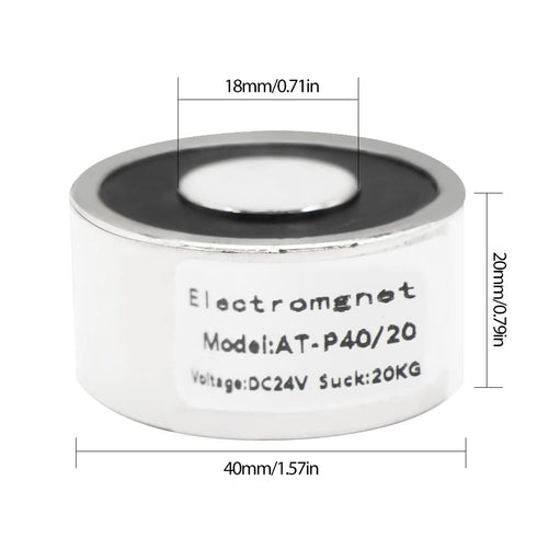 250N 55LB/20Kg Solenoid Lifting Cylinder, Electromagnet Suction Holding Sucker, Round Electric Magnet 40 x 20mm