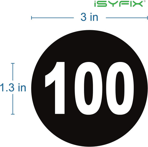 iSYFIX Black Consecutive Number Stickers – 1 to 100, 3-inch Vinyl Self Adhesive Decal for Organizing & Storage