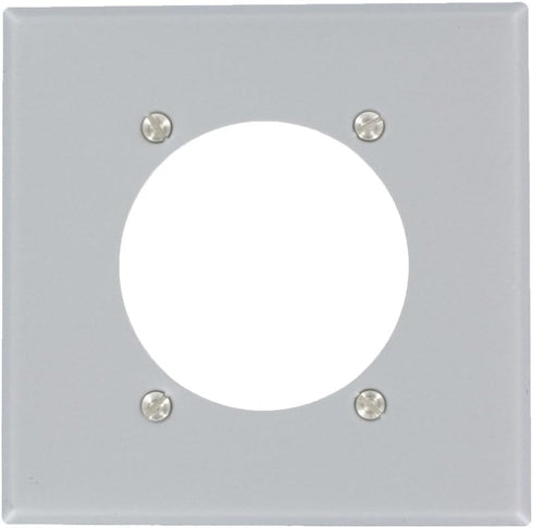 Leviton S701-GY 2-Gang Power Receptacle Wallplate, Flush Mount, Standard Size, Device Mount, Steel-Aluminum Finish by Leviton