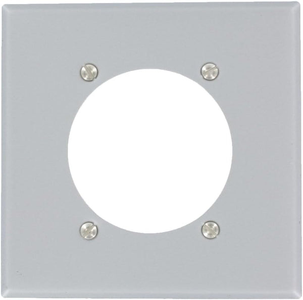 Leviton S701-GY 2-Gang Power Receptacle Wallplate, Flush Mount, Standard Size, Device Mount, Steel-Aluminum Finish by Leviton