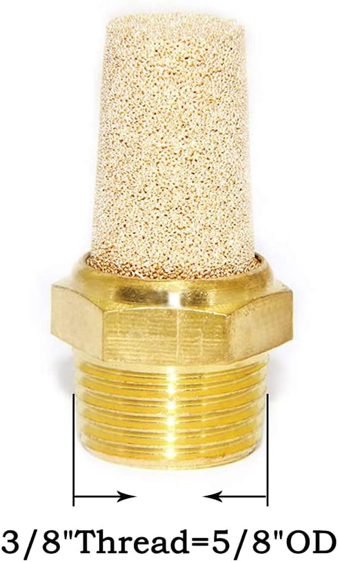 Joywayus Air Pneumatic Muffler Long Exhaust Muffler 3/8" NPT Male Brass Flow Control Silencer Air Fitting(Pack of 2) by Joywayus