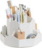 kaileyouxiangongsi White Rotating Art Supply Storage Organizer, Pencil Holder with 9 Compartments for Kids
