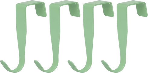 uxcell 4 Pack Over The Door Hook, Carbon Steel Single Hooks, Metal Door Hanger for Home Kitchen Decoration (Green)