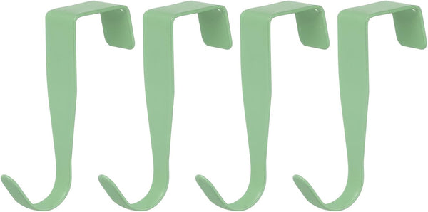 uxcell 4 Pack Over The Door Hook, Carbon Steel Single Hooks, Metal Door Hanger for Home Kitchen Decoration (Green)