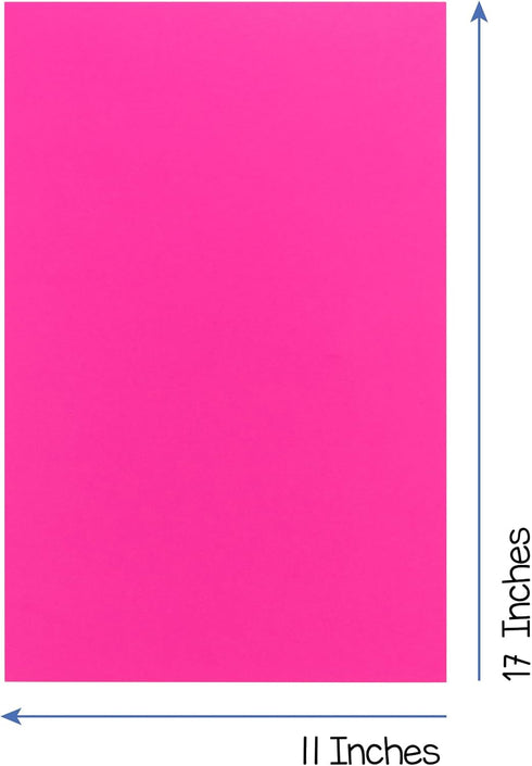 Hygloss Fuchsia Colored Paper - 24 lb, 89 gsm, Acid-Free, Fade-Resistant, 11x17-Inch Ledger Size Color Copy Paper, 90 Sheets