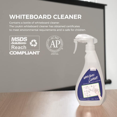 loukin Non-Toxic Whiteboard Cleaner, 17 fl oz Dry Erase Board Cleaner, Low-Odor Spray for Stubborn Marks