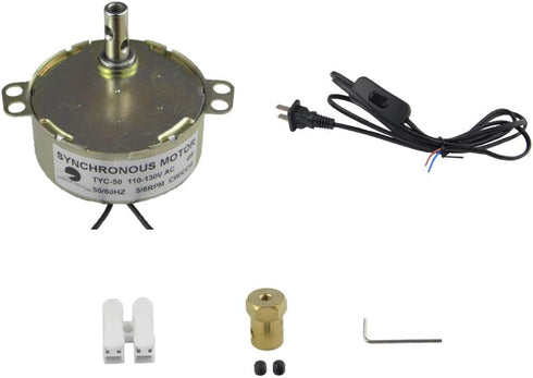 CHANCS Synchronous Turntable Motor TYC50, 110V 5-6RPM with Flexible Coupling Connector for Cup Turner
