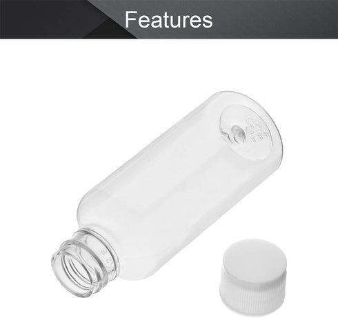 Othmro 20Pcs 60ml PE Plastic Lab Cylindrical Chemical Reagent Bottle, Small Mouth Transparent Liquid Storage Container