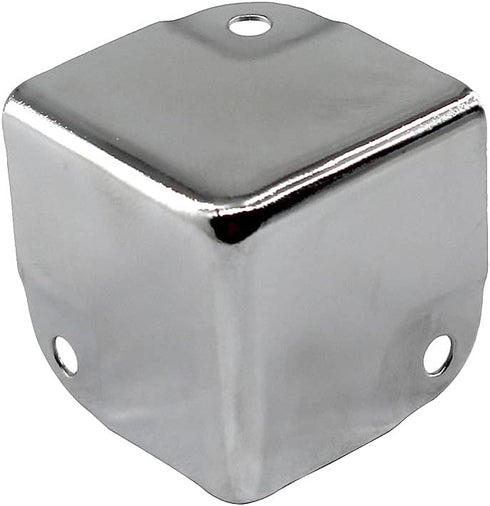 Annakideya 35x35x35mm Pack 16 Chromed Iron Case Corner Protector Metal Box Corner Support Angle Curved Decoration Guard
