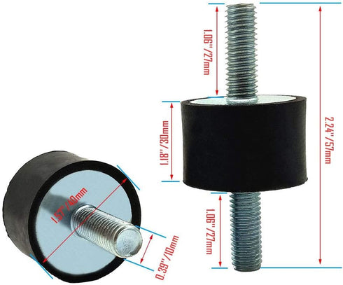 M10 Rubber Studs Shock Absorber Anti-Vibration Isolator Mounts 4 Packs, Rubber Cylindrical Vibration Isolation Mount