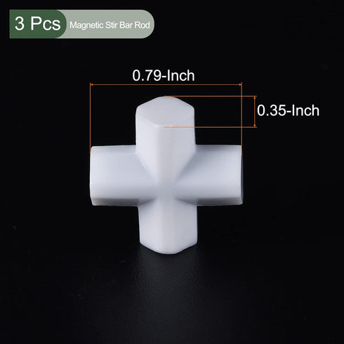 YOKIVE 3 Pcs Magnetic Stir Bar, PTFE Coated Cross Type Stirrer | Great for Lab Liquid Solution Stirring Mixing(White, 0.79-Inch)