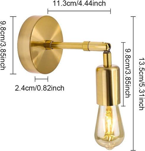 jose2015 2PCS E27 Vintage Bathroom Wall Sconces Gold Vanity Wall Lights Industrial Wall Mount Lighting Fixtures