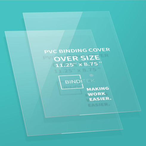 Binditek 50 Pack 8 Mil Clear PVC Binding Presentation Covers, Oversized Report Cover for Binding, Unpunched