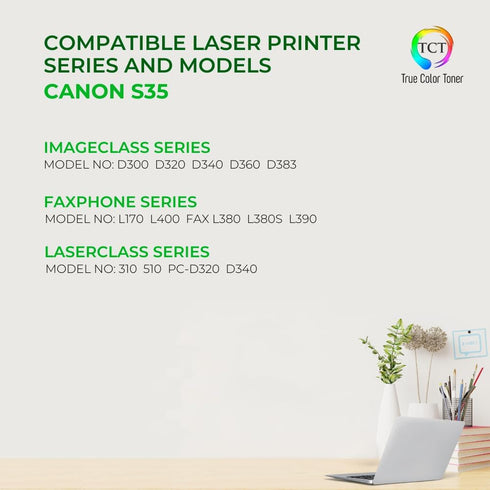 TCT Premium Compatible Toner Cartridge Replacement for Canon S35 7833A001AA Black, Works with ImageClass Printers