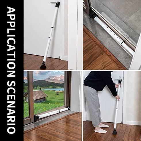 2 1 Jammer (2 Pack,White) Door Security Bar Upgraded Door Stoppers Adjustable Sliding Glass Door Security Bar in Heavy