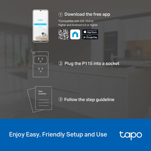 TP-Link Tapo Wi-Fi Smart Plug, Energy Monitoring, Compatible with Alexa & Google Home, 2.4G Wi-Fi Only, Tapo P115