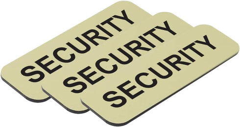 All Quality Badges Security 1 x 3 Name Tag, Brushed Gold (3 Pack)
