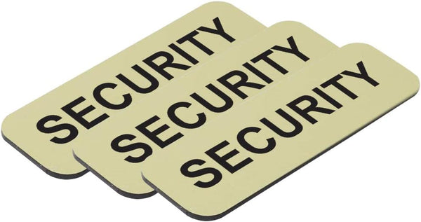 All Quality Badges Security 1 x 3 Name Tag, Brushed Gold (3 Pack)