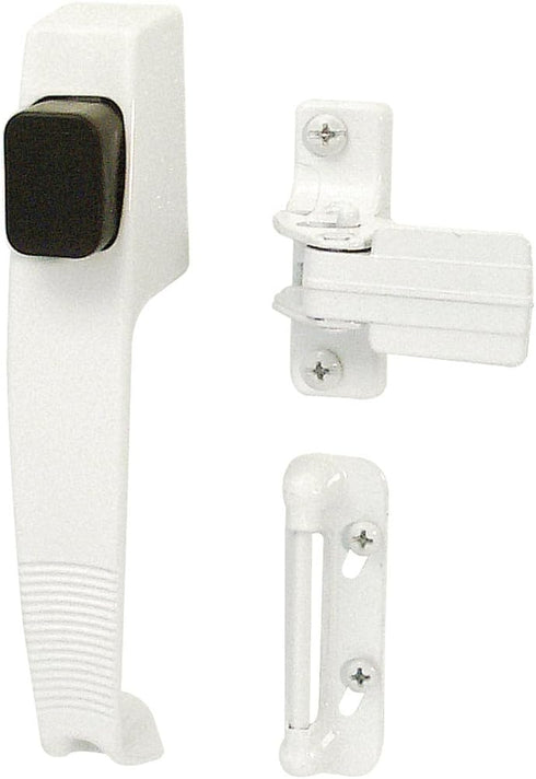 Prime-Line K 5116 White Push Button Latch with Tie Down, 1 Set