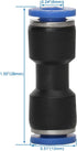 Baomain 10pcs Pneumatic Union Fittings PU-6 6mm Push In Quick Touch to Connect Tube