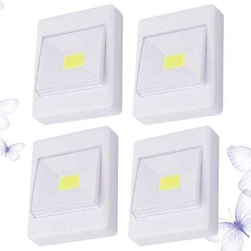 4pcs Closet, Mipcase Cob Battery Operated LED Cabinet Lights, Emergency White Wall-Mounted Under Cabinet Lighting