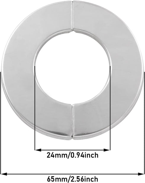 2PCS Round Escutcheon Plate 304 Stainless Steel Snap-fit Decorative Cover for Outer Diameter 65mm, Inner Diameter 24mm