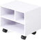 FITUEYES Under Desk Printer Stand - Mobile Small Printer Table with 3 Storage Organizer Compartments, White