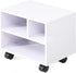 FITUEYES Under Desk Printer Stand - Mobile Small Printer Table with 3 Storage Organizer Compartments, White