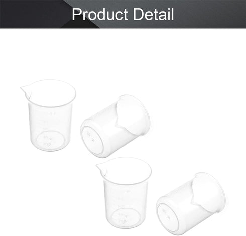 Othmro Measuring Cups 100ml/3.38oz, PP Plastic Graduated Beaker for Lab Kitchen Liquids (4pcs)