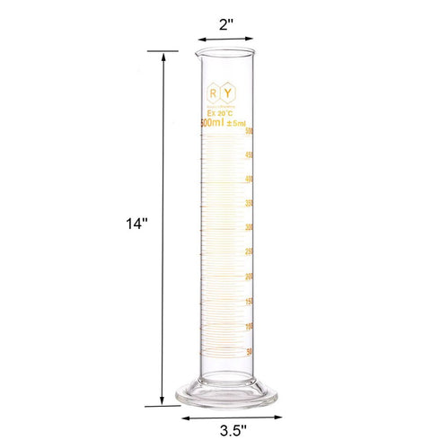 500ml Glass Graduated Cylinder Measuring Bottle Single Metric Scale with Cleaning Brush …