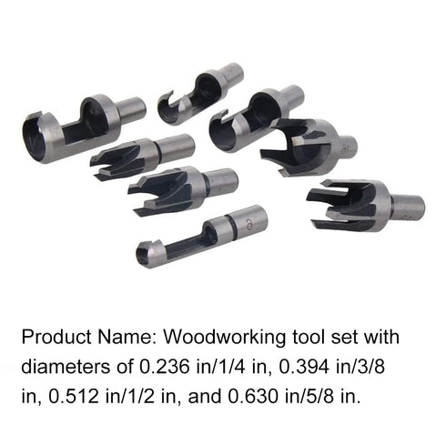 Utoolmart 8pcs Wood Plug Cutter Drills Bit Set 1/4 3/8 1/2 5/8 Barrel Cork Tenon Hole Saw Cutting Tools for Woodworking, High Carbon Steel