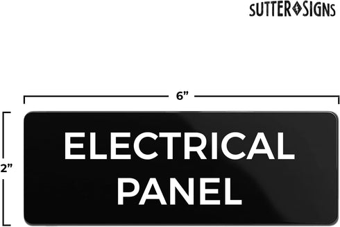 Electrical Panel Sign, Durable ABS Plastic with Full Adhesive Backing, 2x6" Sign for Door or Wall