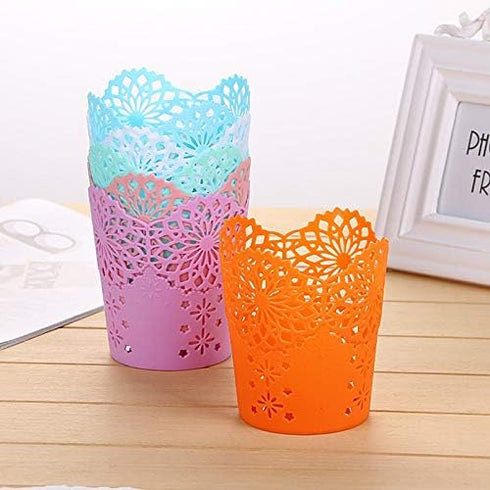 QDKVTNDJZ Fashion Creative Hollow Flower Pencil Holder Pen Makeup Brush Multifunctional Storage Barrels Stationery