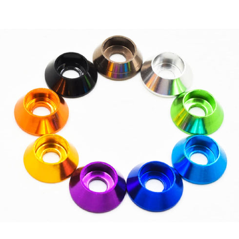 20pcs M6 Cone Cup Washers, Anodized Aluminum Alloy Screw Gasket Countersunk Washers (Black)