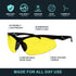 Bifocal Safety Glasses - Safety Glasses with Readers for Healthcare, Woodworkers, Motorcyclists, Workshop - Ansi Z87+ - Polycarbonate Lenses - (Yellow, 3.00)