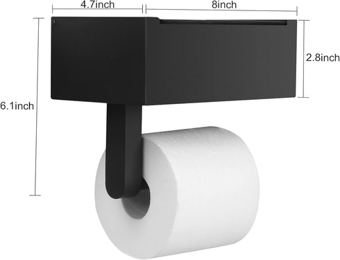 Toilet Paper Holder with Shelf,Wall Mount Wipes Dispenser & Storage for Bathroom,Keep Wet Wipes Hidden,Stainless Steel