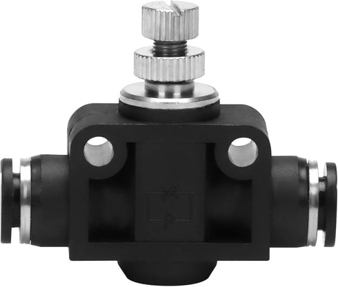 Air Flow Control Valve - 1/4" Tube OD x 1/4" Tube OD Straight Union Pneumatic Push to Connect Speed Regulator Valve (Pack of 1)