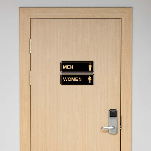 Standard Men Women Restroom Sign - Large Brushed Gold - 1 Set (2 pcs)