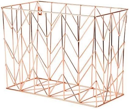 U Brands Copper/Rose Gold Hanging File Desk Organizer, Wire Metal