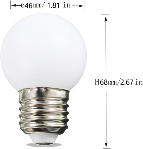 Night Light Bulb 1 Watt LED Low Watt Bulbs E26 E27 Standard Base Daylight White 6000K, 10W Equivalent for Home Bedroom,