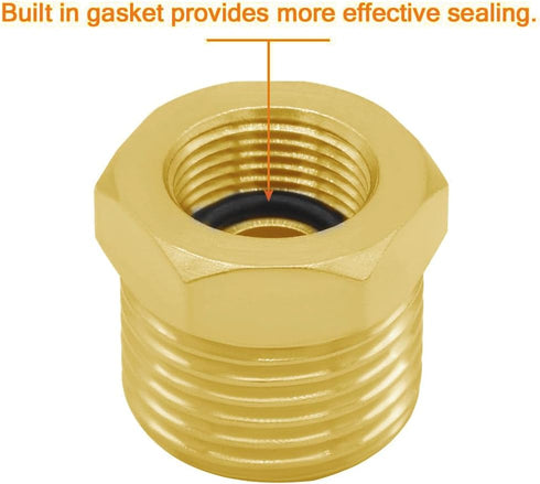 Joywayus 4PCS Brass Reducer Faucet Connector, 1/2 G Male to 3/8 Compression Female Thread Bushing Pipe Fitting