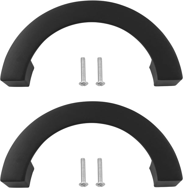 LQ Industrial 2PCS Black Zinc Alloy Semi Circular Counter Cabinet Door Handle 128 Holes