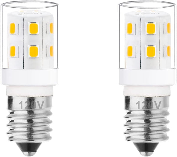 E14 LED Light Bulbs, European Base Refrigerator Bulb, 120V Daylight White 6000K, Non Dimmable, Pack of 2