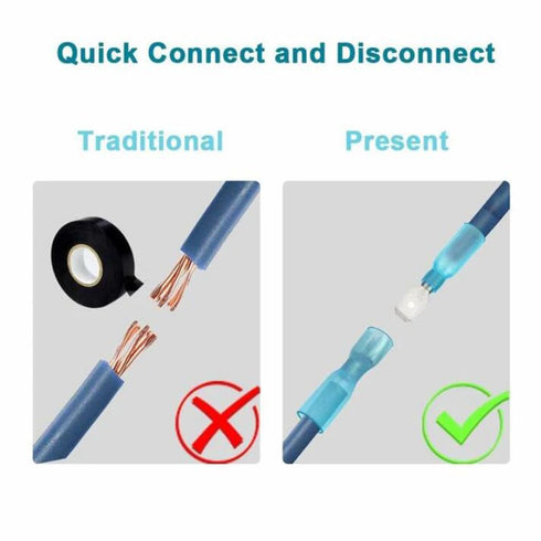100PCS Insulated Heat Shrink Spade Connectors, Female/Male Quick Disconnect Wire Connector Kit