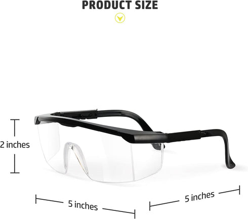PACIFIC PPE 2 Pack Safety Glasses - Anti-fog, Scratch Resistant Clear Wraparound Lab Goggles with Adjustable Grips