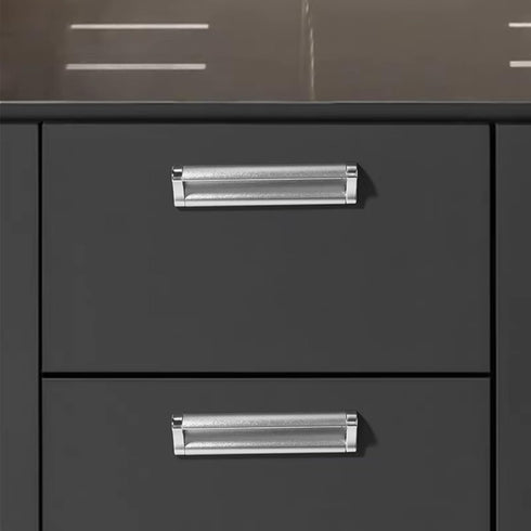 Generic silver-201mm) Cabinet Handle Modern Minimalist Matte Silver Drawer Wardrobe Aluminum Alloy Handle Bedside Table