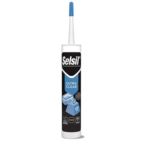 SELSIL Ultra Crystal Clear Mounting Adhesive & Sealant, 100% Transparent Waterproof Adhesive (9.8 fl oz/290 mL)