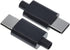 10Set USB 3.1 Type C Male Connector 24 Pin Data Line Interface, 24P PCB Board Support Module (Black)